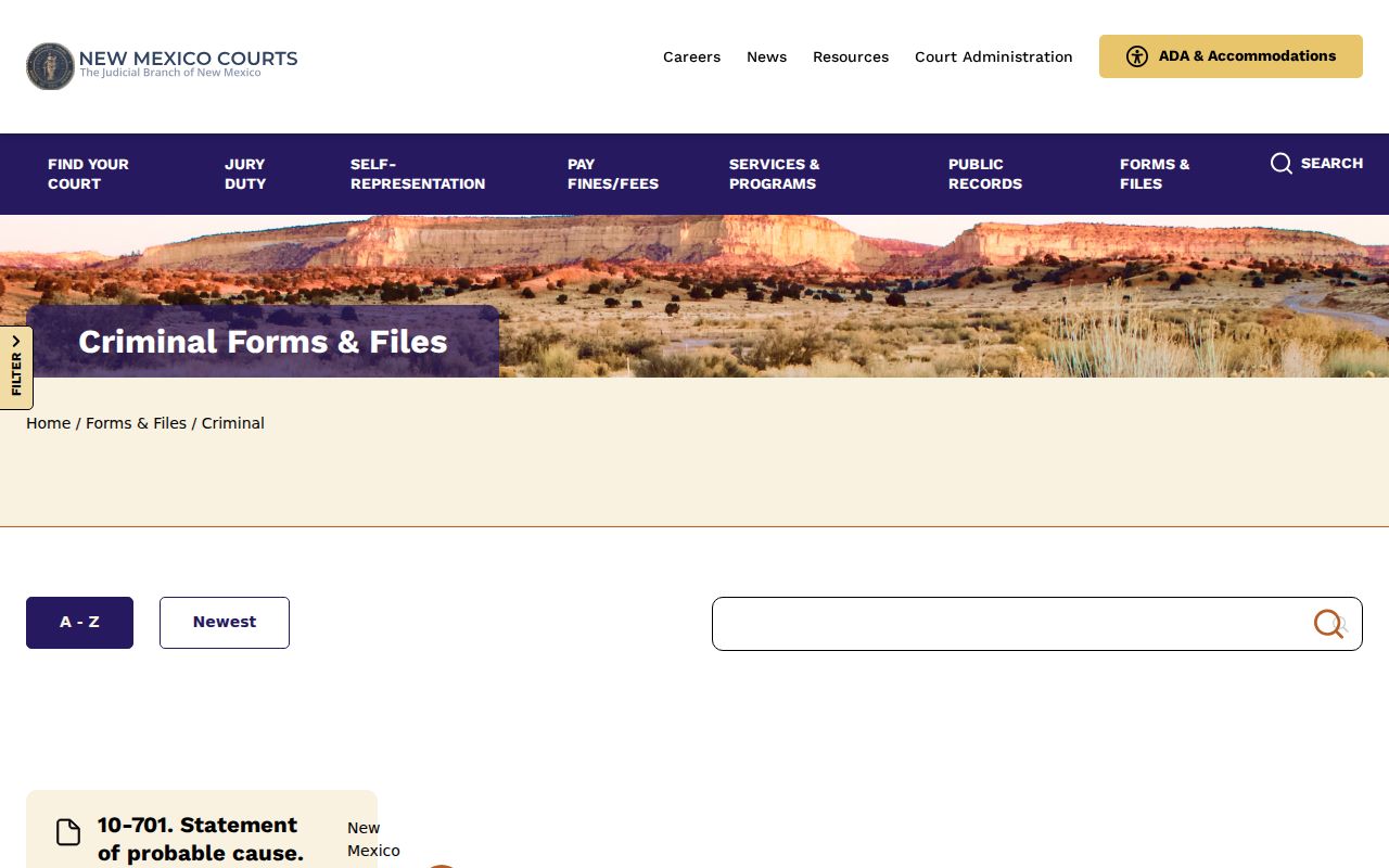 New Mexico criminal forms index for arrest warrants