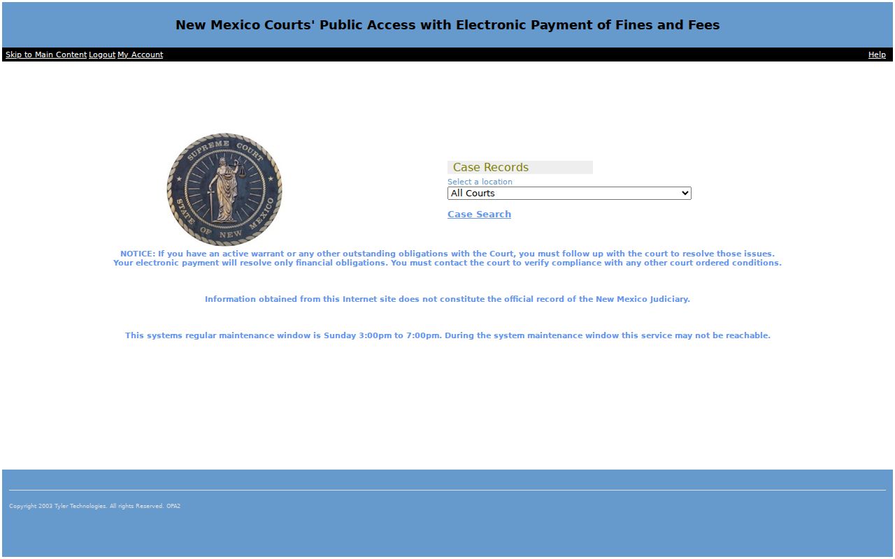 Odyssey public access notice about active warrants